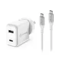 ALOGIC Combo Pack 2 Port USB-C &amp; USB-A Wall Charger [WCCA30WHCCWH] (White)