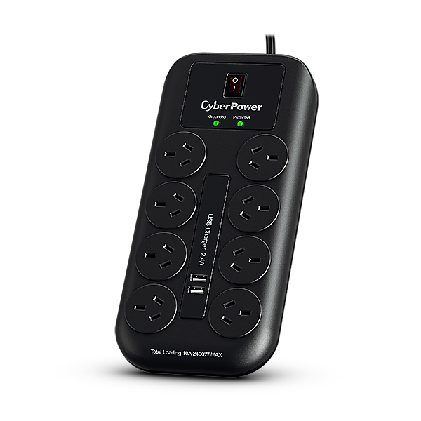 Image of Cyberpower 8-Port Surge Protector With 2x USB Charging Ports [CPSURGE08USB-ANZ]
