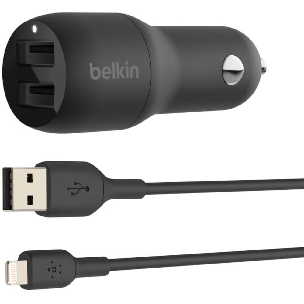 Image of Belkin BOOST CHARGE Dual Charger Car Power Adapter (24W) [CCD001BT1MBK]