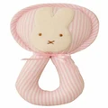Alimrose Bunny Wand Rattle - Pink Vertical Stripes
