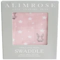 Alimrose Single Muslin Swaddle - Bunny Star Pink
