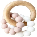 Alimrose Double Silicone Teether Ring - Petal &amp; White