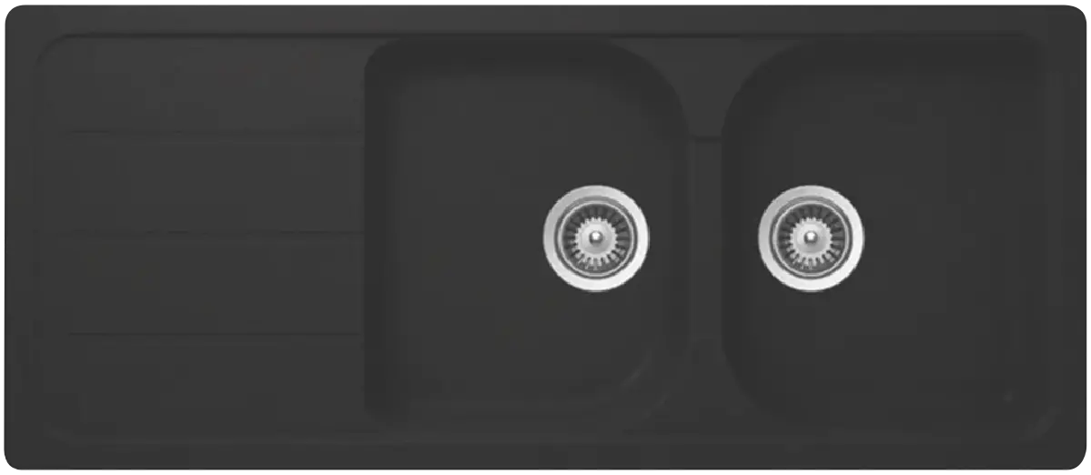 Hafele Quartz Sink Double Bowl with Drainer Onyx