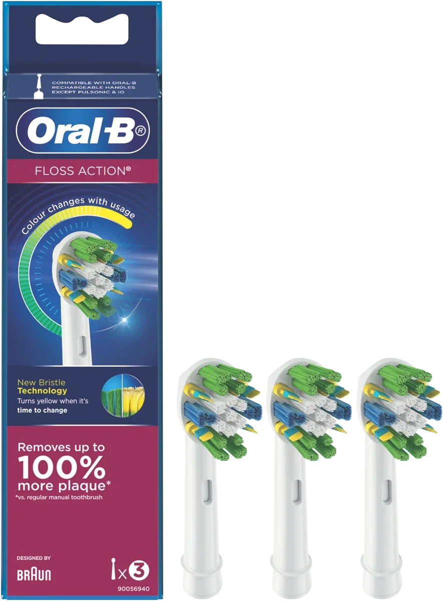 Oral B Floss Action Replacement Brush Head 3pk