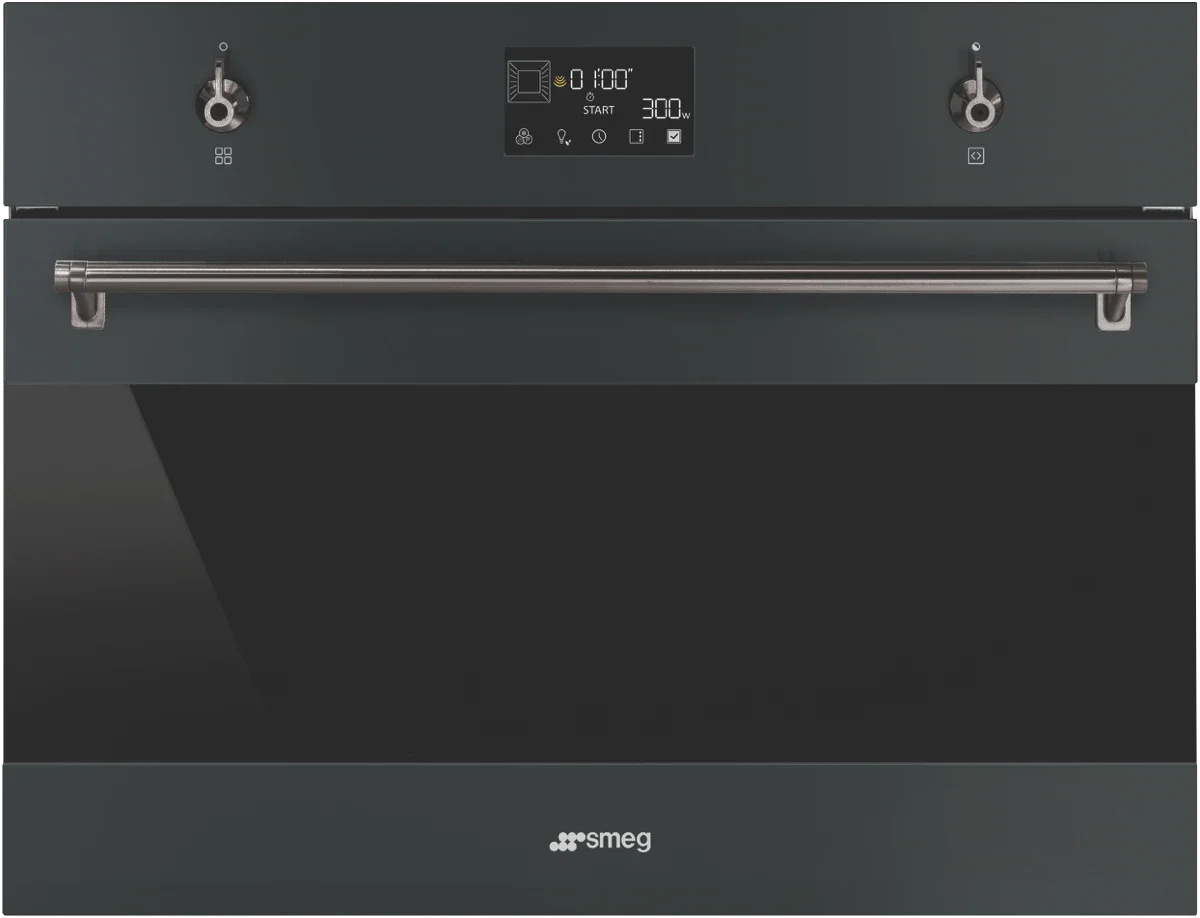 Smeg Classic 45cm Built In Compact Combi Microwave Oven, Matte Black