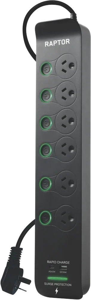 Jackson 6X+ - 6 Outlet Full Control 45W PD Powerboard