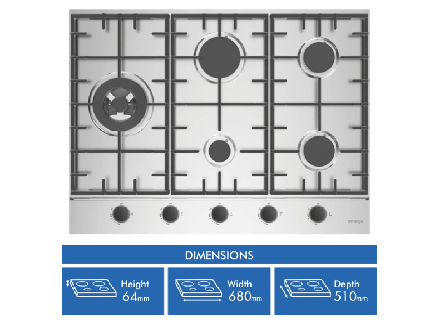 Omega 70cm Gas Cooktop