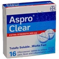 Aspro Clear 500mg Extra Strenght Effervescent Tablets 16