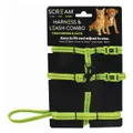 Scream Reflective Adjustable Nylon Cat Puppy Harness With Leash Loud Green Each