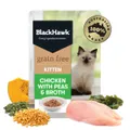 Black Hawk Grain Free Kitten Chicken With Peas Broth And Gravy Wet Cat Food Pouches 12 X 85g