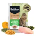 Black Hawk Grain Free Adult Chicken With Peas Broth And Gravy Wet Cat Food Pouches 12 X 85g