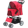 Pawise Pet Stroller With 4 Wheels Red Each
