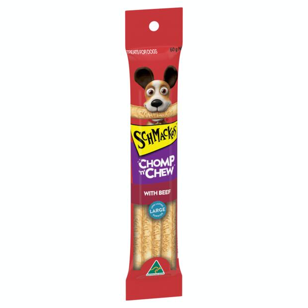 Schmackos Chomp N Chew Single Large Dog Beef