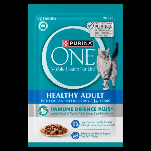 Purina One Adult Oceanfish In Gravy Wet Cat Food Pouches