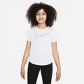 Nike One Older Kids' (Girls') Dri-FIT Short-Sleeve Training Top - White - 50% Recycled Polyester