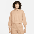 Nike Sportswear Phoenix Fleece Women's 3/4-Sleeve Crop Polo Sweatshirt - Brown
