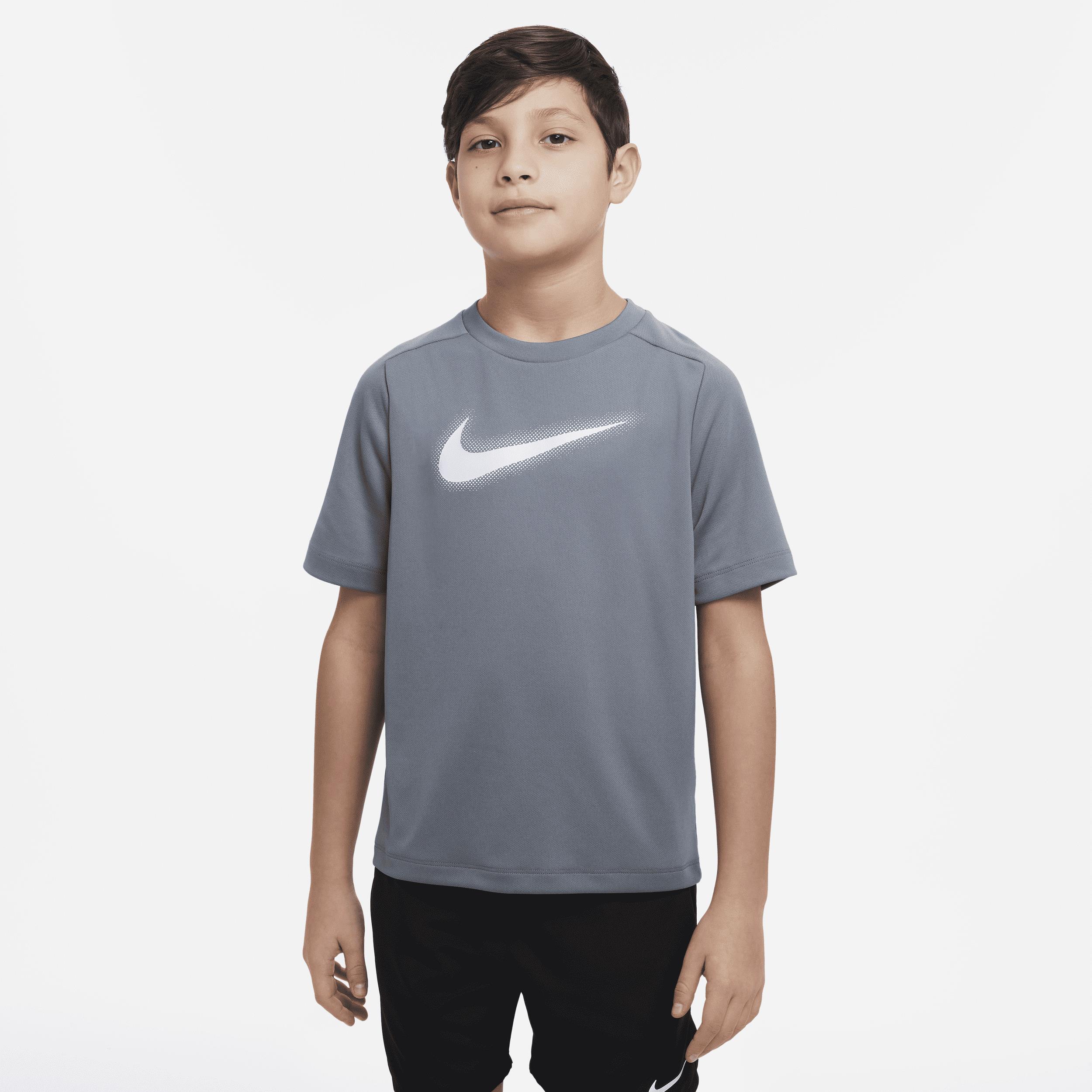 Nike Multi Older Kids' (Boys') Dri-FIT Graphic Training Top - Grey - 50% Recycled Polyester