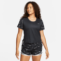 Nike Dri-FIT Swoosh Women's Short-Sleeve Printed Running Top - Black - 50% Recycled Polyester