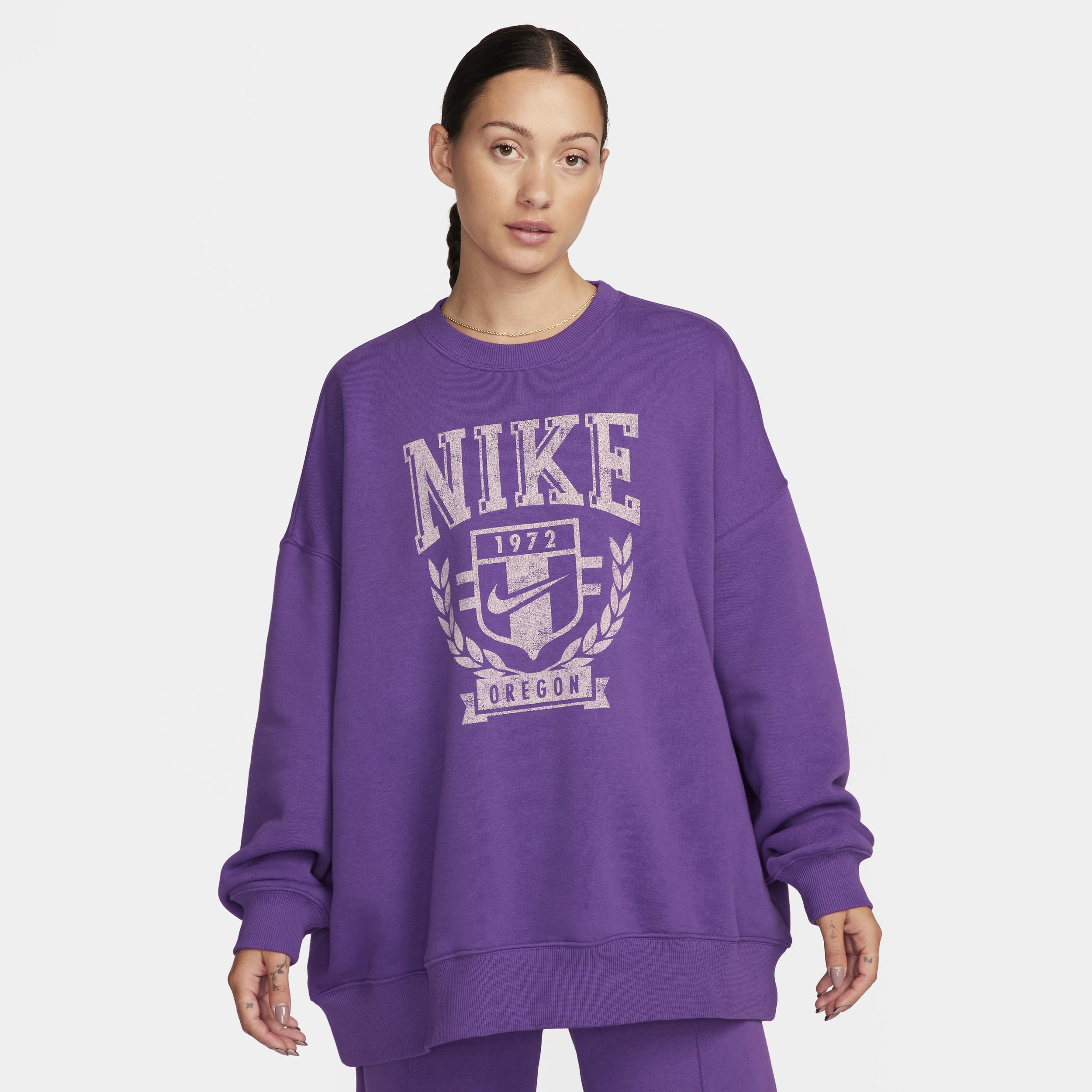 Nike Sportswear Women's Oversized Fleece Crew-Neck Sweatshirt - Purple
