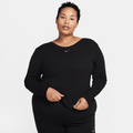 Nike Sportswear Chill Knit Women's Tight Scoop-Back Long-Sleeve Mini-Rib Top - Black