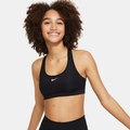 Nike Swoosh Older Kids' (Girls') Sports Bra - Black - 50% Recycled Polyester