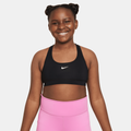 Nike Swoosh Older Kids' (Girls') Sports Bra (Extended Size) - Black - 50% Recycled Polyester