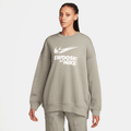 Nike Sportswear Women's Oversized Fleece Crew-Neck Sweatshirt - Grey