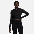 Nike Sportswear Chill Knit Women's Slim Long-Sleeve Cropped Jumper 1/2-Zip Top - Black
