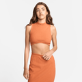 Nike Sportswear Chill Knit Women's Tight Mock-Neck Ribbed Cropped Tank Top - Orange