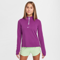 Nike Pro Girls' Dri-FIT Long-Sleeve 1/2-Zip Top - Purple - 50% Recycled Polyester