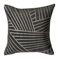 Bohann Linear Geo Cotton Velvet Scatter Cushion, Charcoal