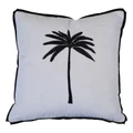 Ibiza Embroidered Cotton Scatter Cushion Cover, White / Black