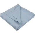Amal Cotton Waffle Weave Euro Cushion Cover, Set of 2, Baby Blue