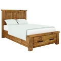 Oxley Pine Timber Bed with End Drawers, King Single