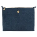Pip Studio Quilted Velvet Fabric Large Cosmetic Flat Pouch, Dark Blue