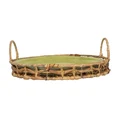 Vert Textured Ceramic Platter with Seagrass Tray, Large