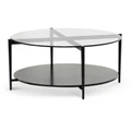 Bovagen Glass Top Round Coffee Table, 94cm, Black