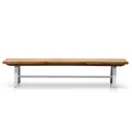 Emerson Acacia Timber & Steel Outdoor Trestle Dining Bench, 210cm, Natural / White