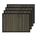 Juno 4 Piece Straw & Cotton Placemat Set, 48x33cm, Black