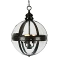 Saxon Metal & Glass Globe Pendant Light, Large, Black