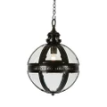 Saxon Metal & Glass Globe Pendant Light, Small, Black