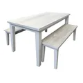 Oberon Timber Dining Bench (Bench Only), 174cm, Distressed White
