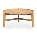 Rubio Teak Timber Round Tray Top Coffee Table, 60cm, Natural