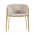 Huda Chenille Fabric Dining Armchair, Beige / Gold