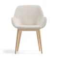 Kier Boucle Fabric & Wood Dining Armchair, White / Light Ash