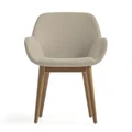 Kier Chenille Effect Fabric & Wood Dining Armchair, Beige / Dark Ash