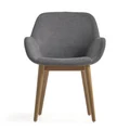 Kier Chenille Effect Fabric & Wood Dining Armchair, Grey / Dark Ash