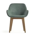 Kier Chenille Effect Fabric & Wood Dining Armchair, Green / Dark Ash