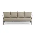 Makarov Steel Sofa with Fabric Cushion, 3 Seater, Beige / Black