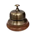 Paradox Brass Desk Bell with Timber Base